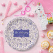 Personalized Family Name Cute Hand Drawn Food Papieren Bordje (Feest)