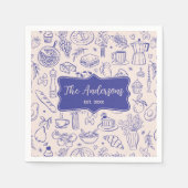 Personalized Family Name Cute Hand Drawn Food Servet (Voorkant)