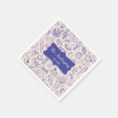 Personalized Family Name Cute Hand Drawn Food Servet (Hoek)