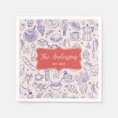 Personalized Family Name Cute Hand Drawn Food Servet (Voorkant)