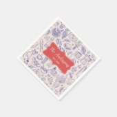 Personalized Family Name Cute Hand Drawn Food Servet (Hoek)