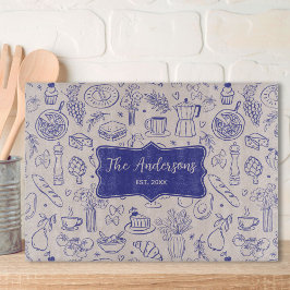 Personalized Family Name Cute Hand Drawn Food Snijplank