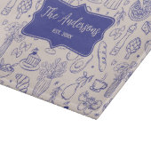 Personalized Family Name Cute Hand Drawn Food Snijplank (Hoek)