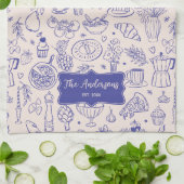 Personalized Family Name Cute Hand Drawn Food Theedoek (Gevouwen)