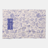 Personalized Family Name Cute Hand Drawn Food Theedoek (Horizontaal)