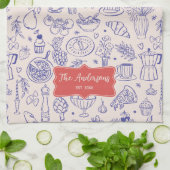 Personalized Family Name Cute Hand Drawn Food Theedoek (Gevouwen)