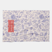 Personalized Family Name Cute Hand Drawn Food Theedoek (Horizontaal)