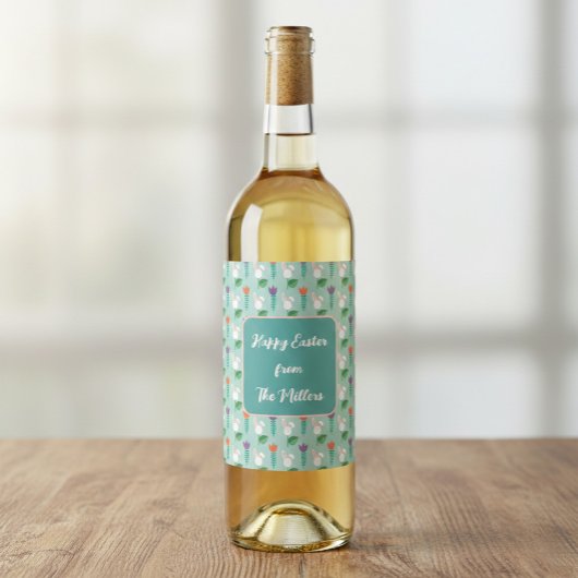 Personalized Family Name Easter Wine Label Wijn Etiket