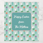 Personalized Family Name Easter Wine Label Wijn Etiket (Enkel label)