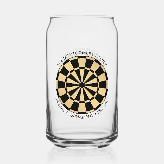 Personalized Family Name Gold Black Dartboard Blikvorm Glas (Voorkant)