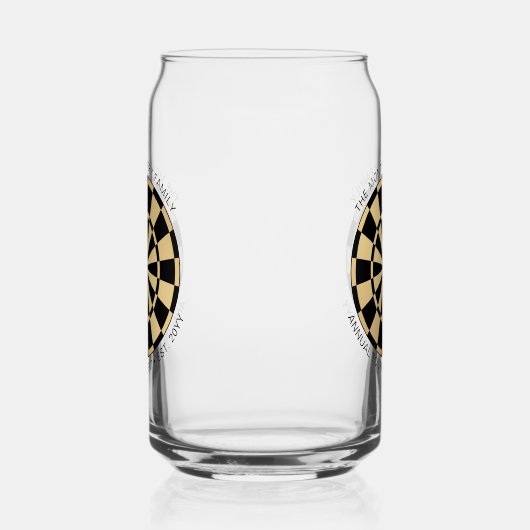 Personalized Family Name Gold Black Dartboard Blikvorm Glas (Links)