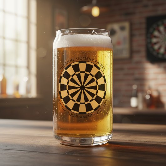 Personalized Family Name Gold Black Dartboard Blikvorm Glas