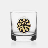 Personalized Family Name Gold Black Dartboard Whisky Glas (Voorkant)