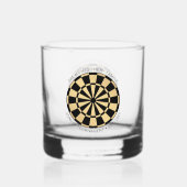 Personalized Family Name Gold Black Dartboard Whisky Glas (Achterkant)