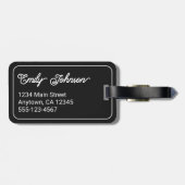 Personalized Family Name in Elegant Script Black Bagagelabel (Achterkant horizontaal)