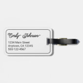 Personalized Family Name in Elegant Script White Bagagelabel (Achterkant horizontaal)