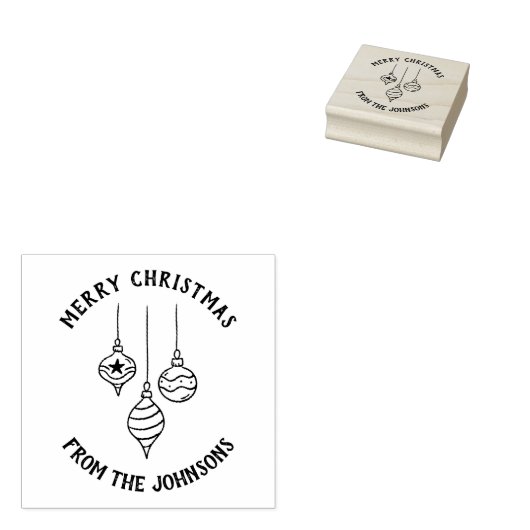 Personalized Family Name Merry Christmas Bauble Rubberstempel (Gestempeld)