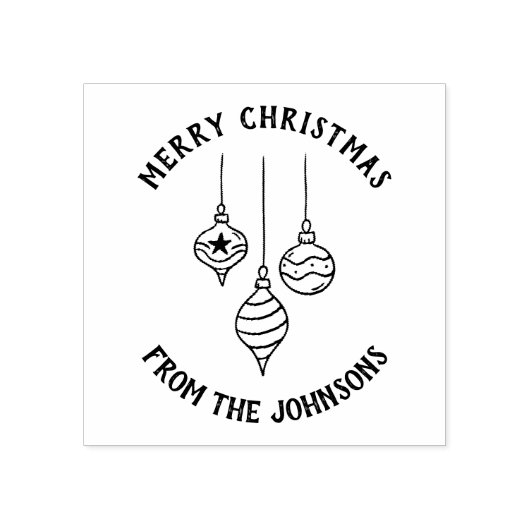 Personalized Family Name Merry Christmas Bauble Rubberstempel (Afrduk)