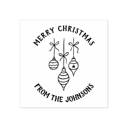 Personalized Family Name Merry Christmas Bauble Rubberstempel (Afrduk)