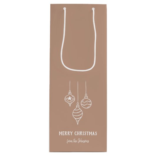 Personalized Family Name Merry Christmas Bauble Wijn Cadeautas (Voorkant)