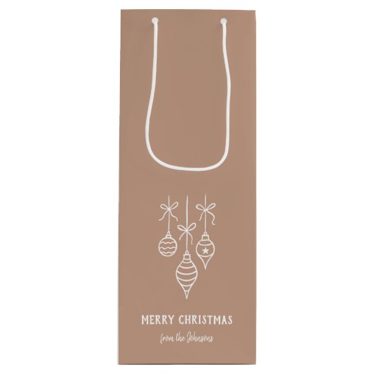 Personalized Family Name Merry Christmas Bauble Wijn Cadeautas (Voorkant)