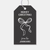 Personalized Family Name Merry Christmas Bow Cadeaulabel (Voorkant)