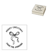 Personalized Family Name Merry Christmas Bow Rubberstempel (Gestempeld)
