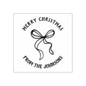 Personalized Family Name Merry Christmas Bow Rubberstempel (Afrduk)