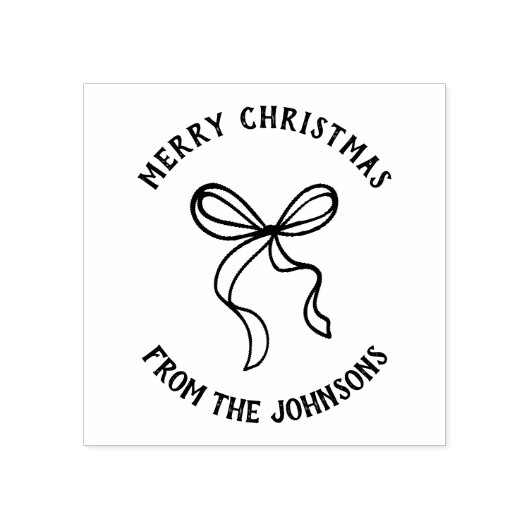 Personalized Family Name Merry Christmas Bow Rubberstempel (Afrduk)
