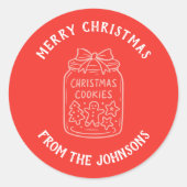 Personalized Family Name Merry Christmas Cookies Ronde Sticker (Voorkant)