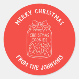 Personalized Family Name Merry Christmas Cookies Ronde Sticker
