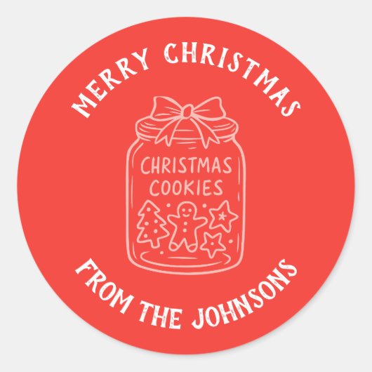Personalized Family Name Merry Christmas Cookies Ronde Sticker (Voorkant)