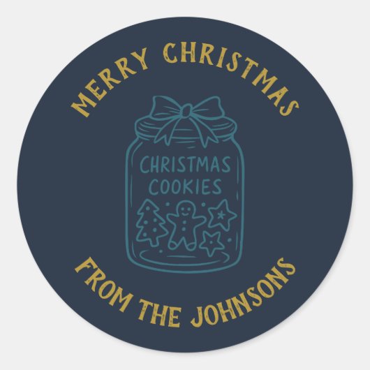 Personalized Family Name Merry Christmas Cookies Ronde Sticker (Voorkant)