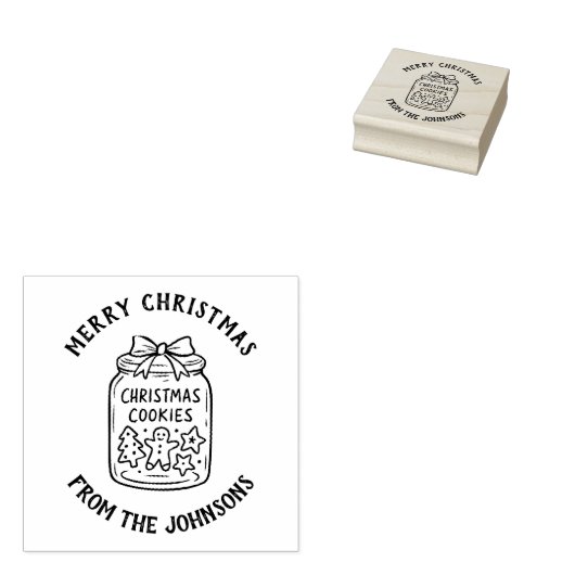 Personalized Family Name Merry Christmas Cookies Rubberstempel (Gestempeld)