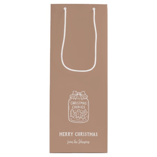 Personalized Family Name Merry Christmas Cookies Wijn Cadeautas (Voorkant)
