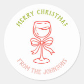 Personalized Family Name Merry Christmas Drink Ronde Sticker (Voorkant)