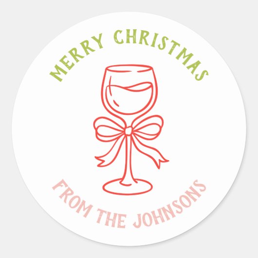 Personalized Family Name Merry Christmas Drink Ronde Sticker (Voorkant)