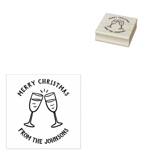 Personalized Family Name Merry Christmas Drink Rubberstempel (Gestempeld)
