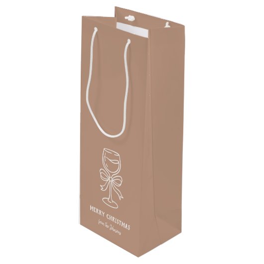 Personalized Family Name Merry Christmas Drink Wijn Cadeautas (Voorkant Gekanteld)