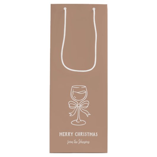 Personalized Family Name Merry Christmas Drink Wijn Cadeautas (Voorkant)