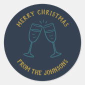 Personalized Family Name Merry Christmas Drinks Ronde Sticker (Voorkant)