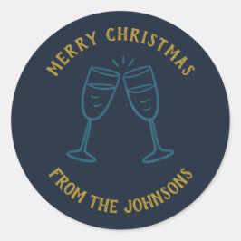 Personalized Family Name Merry Christmas Drinks Ronde Sticker