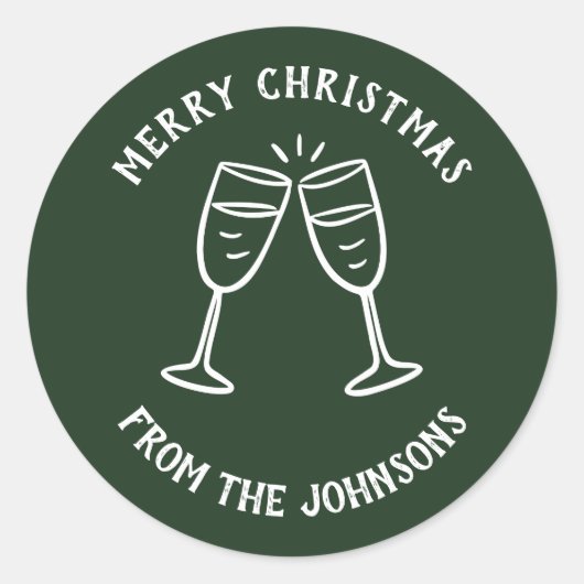 Personalized Family Name Merry Christmas Drinks Ronde Sticker (Voorkant)
