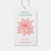 Personalized Family Name Merry Christmas Flower Cadeaulabel (Voorkant)
