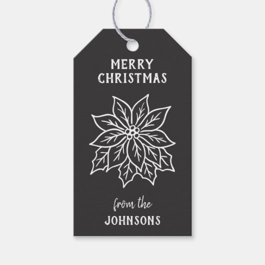 Personalized Family Name Merry Christmas Flower Cadeaulabel (Voorkant)