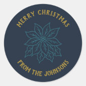 Personalized Family Name Merry Christmas Flower Ronde Sticker (Voorkant)