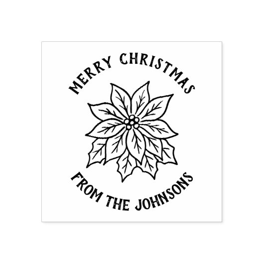 Personalized Family Name Merry Christmas Flower Rubberstempel (Afrduk)