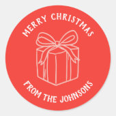 Personalized Family Name Merry Christmas Gift Ronde Sticker (Voorkant)