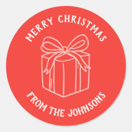 Personalized Family Name Merry Christmas Gift Ronde Sticker
