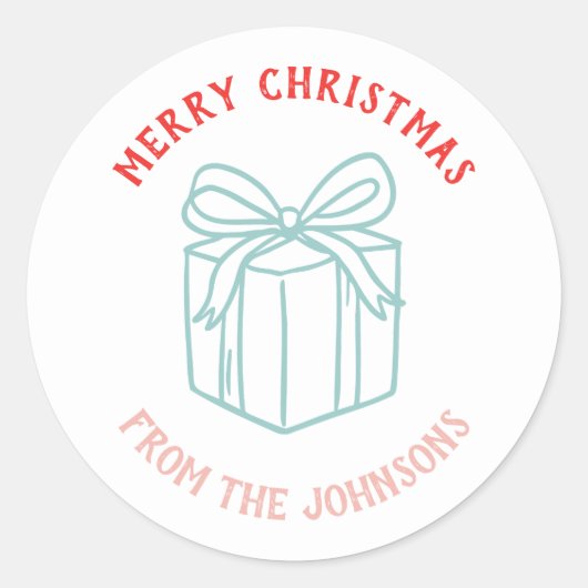 Personalized Family Name Merry Christmas Gift Ronde Sticker (Voorkant)